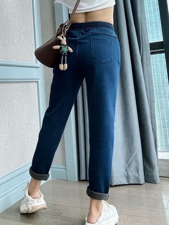 Damen Elastic-waisted Padded Jeans QX030