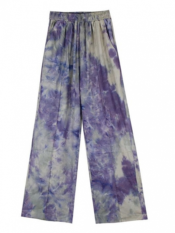 Damen Batik High Waist Freizeit Hose mit weitem Bein FH006