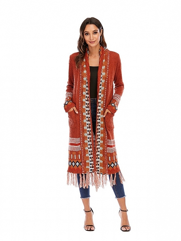 Damen Vintage Langer Cardigan FT042