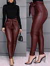 Damen High Waist Push Up PU Leggings FH139