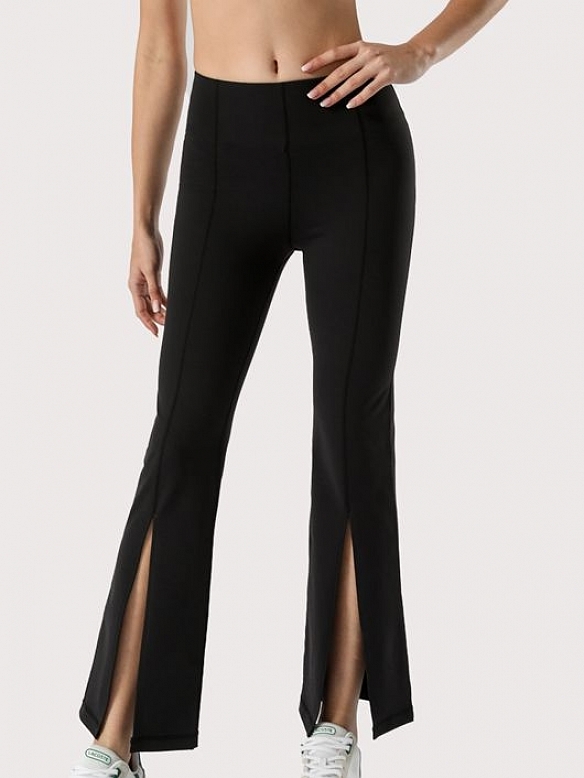 Damen High Waist Ausgestellte Sporthose mit Schlitzen FH033