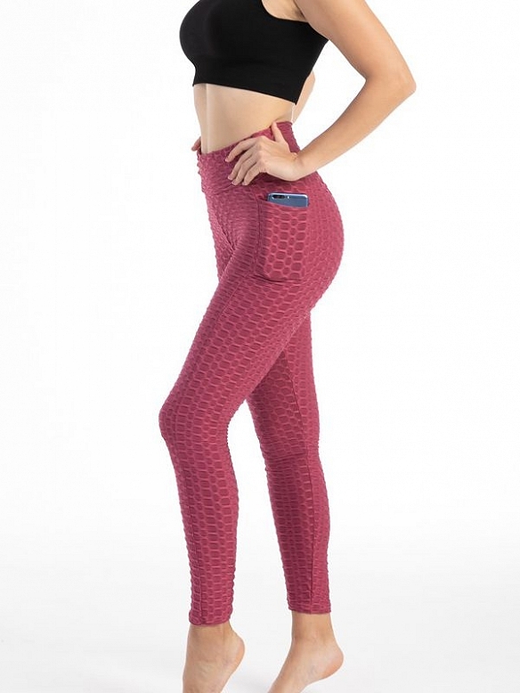 Damen Hohe elastische Yogahose Leggings mit Taschen FH072