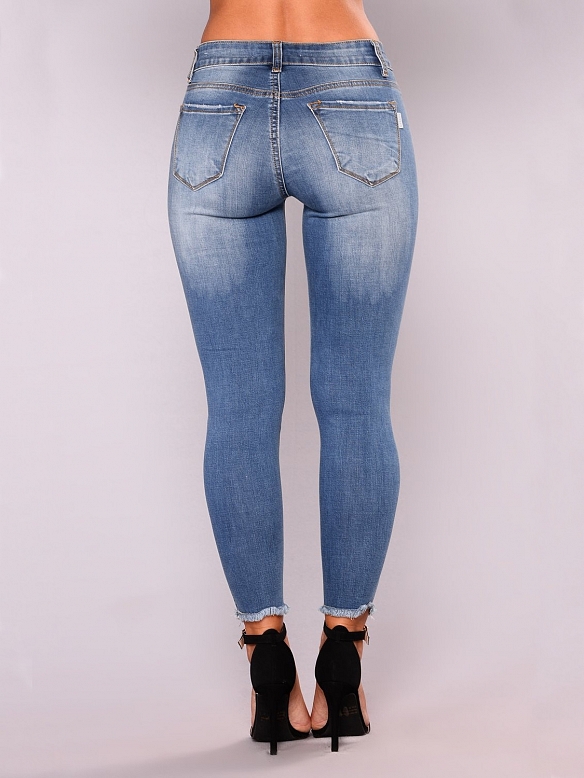 Damen Skinny Low Jeans mit Riss FH174
