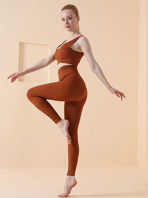 Damen Nahtloses Yoga-Set Fitnessanzug FA009