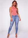 Damen Hohe elastische Skinny Regular Jeans FH134