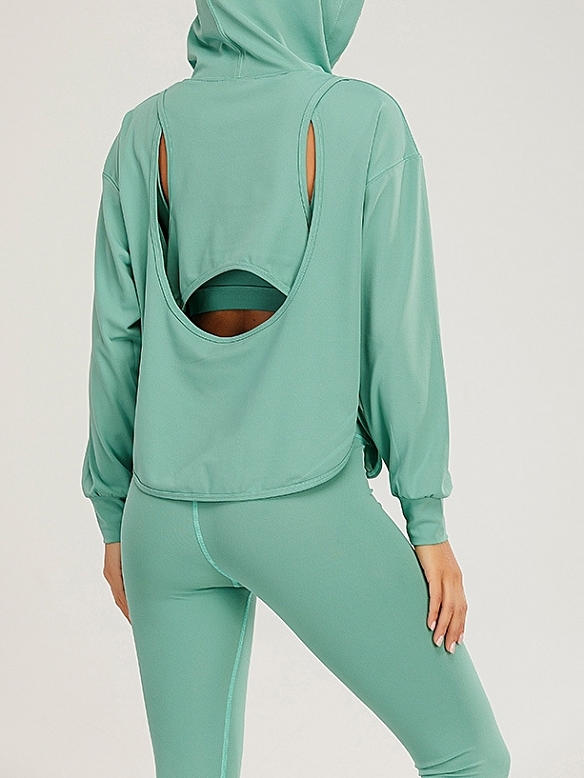 Damen 3-teiliges Sport-Set Sport BH Leggings und Hoodie FA018