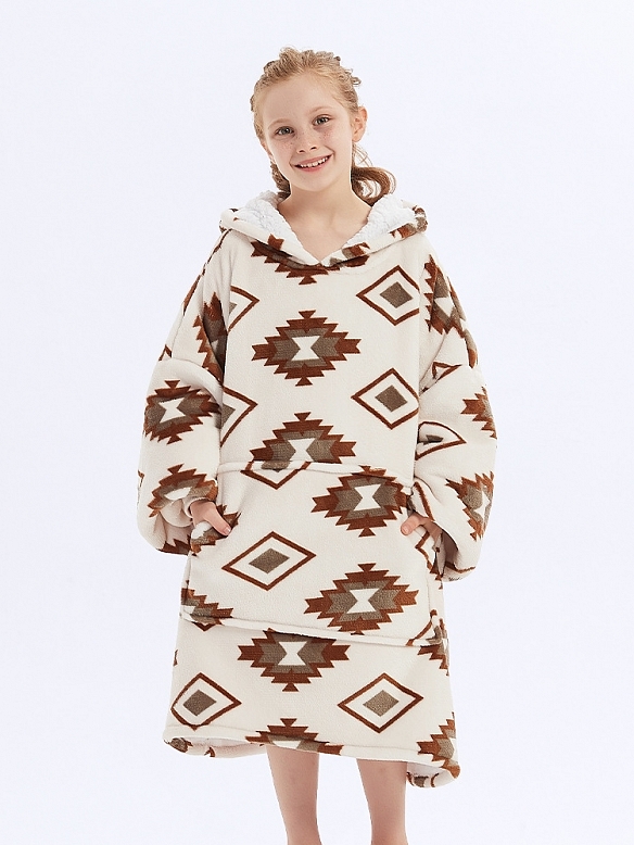 Kinder Gemusterte Oversized Hoodie FT053