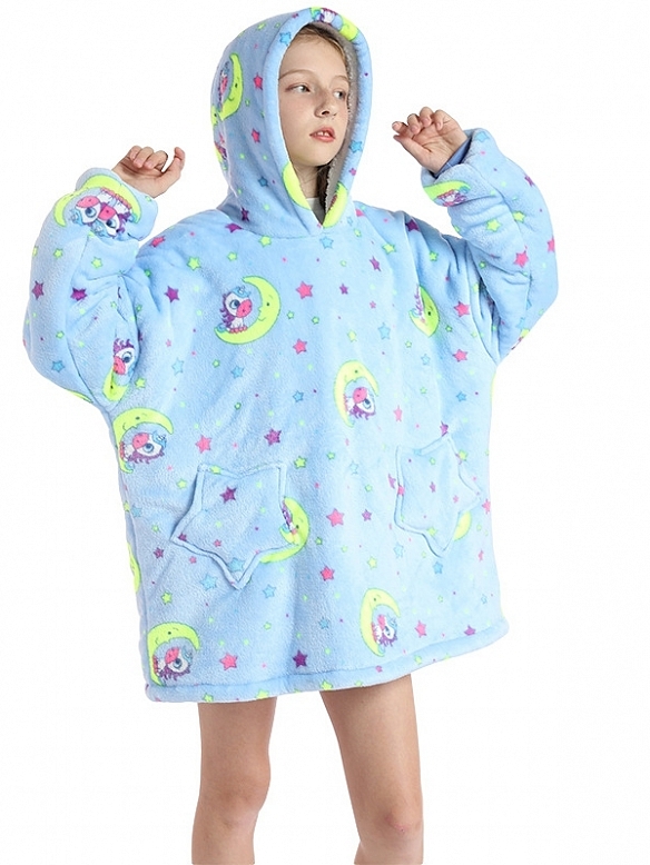 Kinder Gemusterte Oversized Hoodie FT054