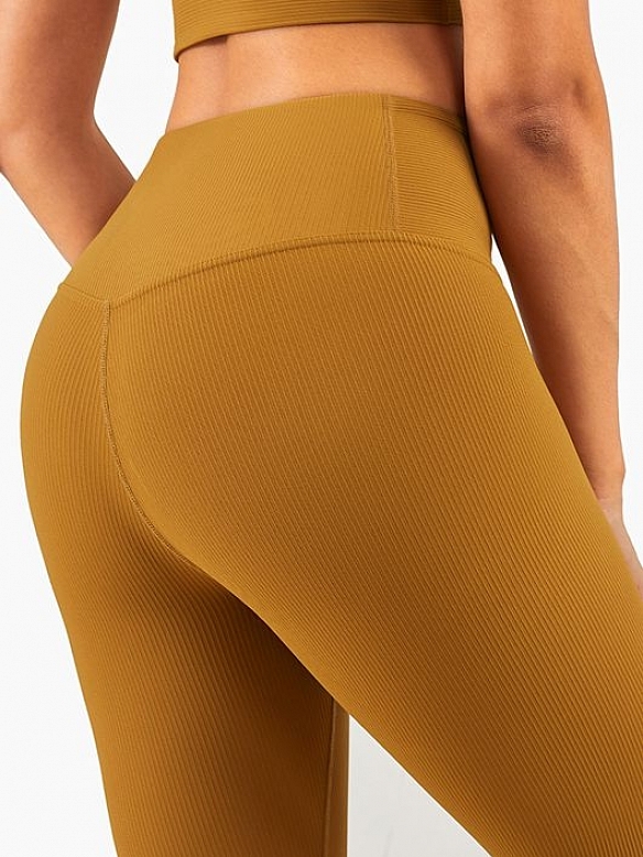 Damen Gerippte Atmungsaktive Shaping-Tights Yogahose FH016