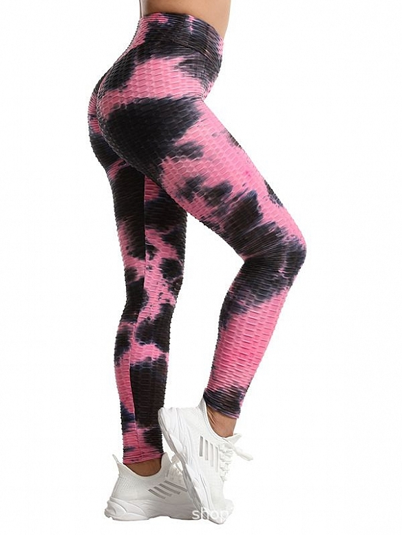 Damen Batik High Waist Sporttights Yogahose FH064