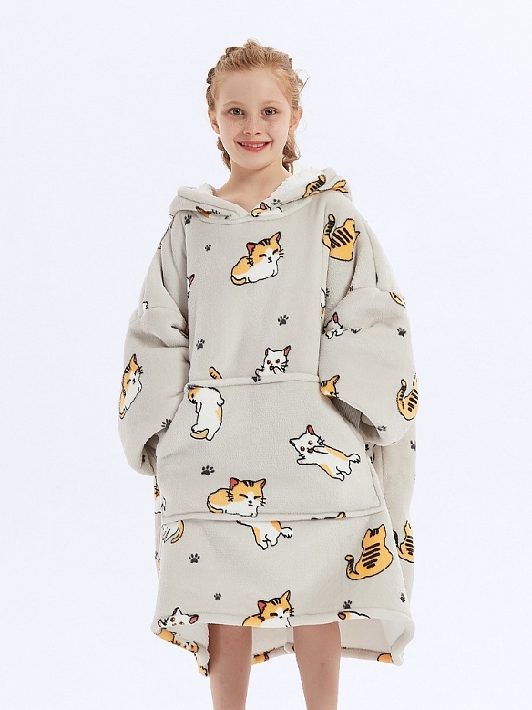 Kinder Gemusterte Oversized Hoodie FT053