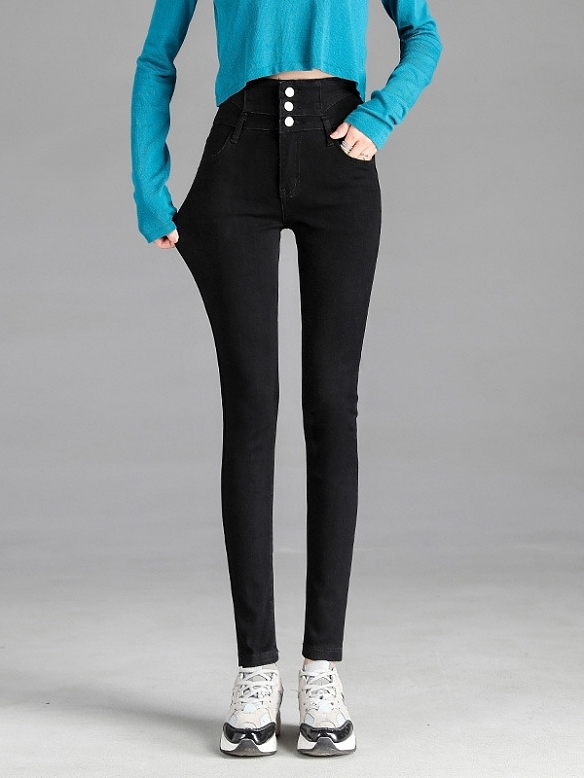 Damen Teddy Gefütterte Jeans Verdicken Leggings FH215