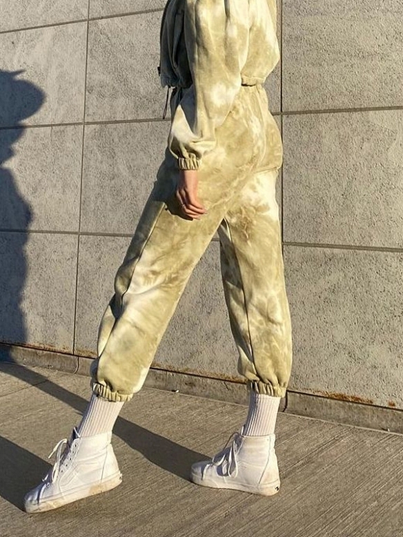 Damen Batik 2-teiliges Set Kurze Jacke und Sporthose FA019