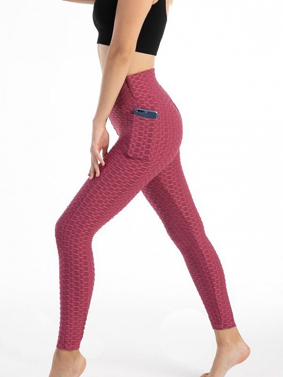 Damen Hohe elastische Yogahose Leggings mit Taschen FH072