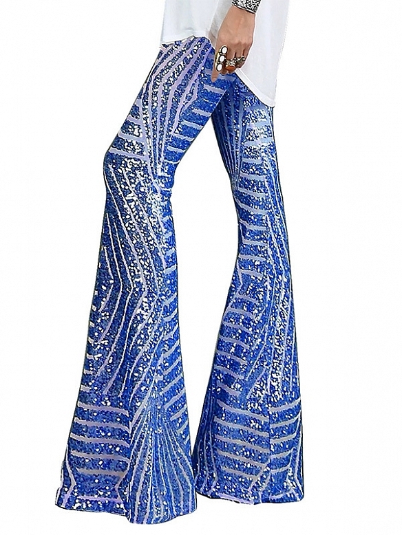 Damen Hohe Taille Ausgestellte Pailletten-Leggings FH237