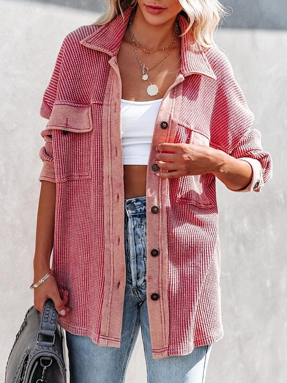 Damen Hemdjacke mit Turn-down-Kragen FT057