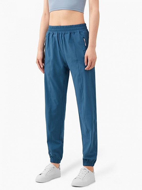 Damen High Waist Schnelltrocknende Sporthose mit Taschen FH012