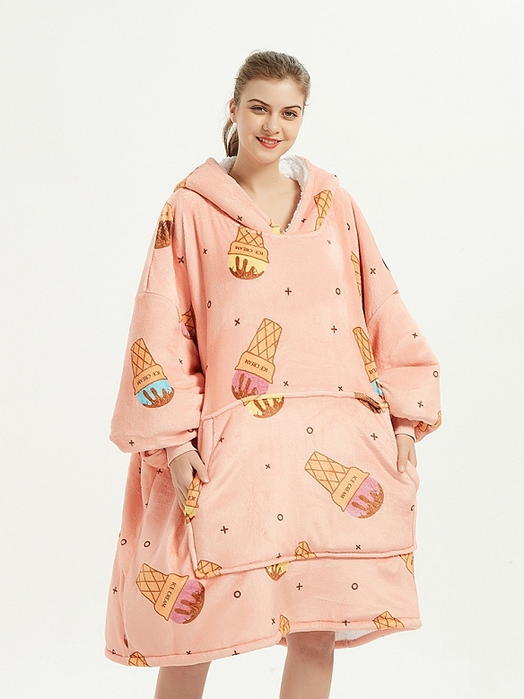 Damen Gemusterte Oversized Hoodie FT055