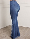Damen Ausgestellte Jeans mit Kunstperlen FH222