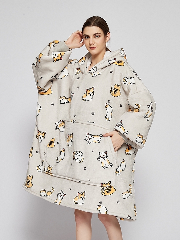 Damen Gemusterte Oversized Hoodie FT055