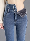 Damen Fleece-Lined Skinny High Waist Jeans FH201