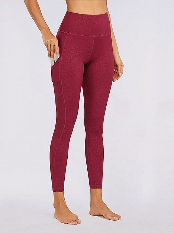 Damen Leopard High Waist Leggings Sport Yogahose mit Taschen FH002