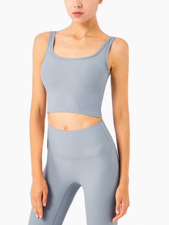 Damen Gerippte Sport-BH Sport Bra Top FT009