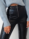Damen Krokodilmuster Hose aus Lederimitat mit Zippern FH136