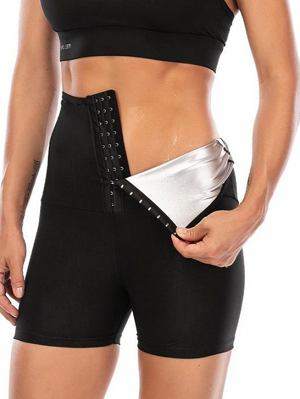Damen Hight Waist Saunashorts mit Haken-Reihen FH048