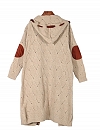 Damen Langer Strickcardigan mit Kapuze FT037