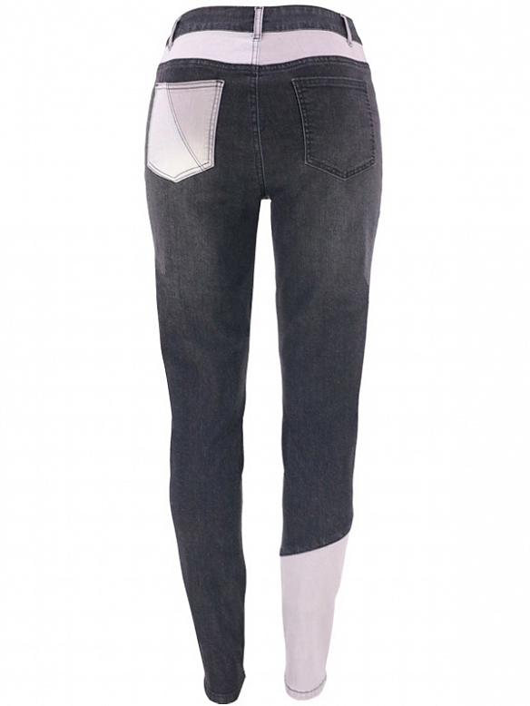 Damen Skinny High Jeans mit Farbblock FH119