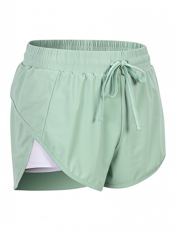 Damen Zweilagige Laufshorts Schnelltrocknende Sportshorts mit Tights FH024