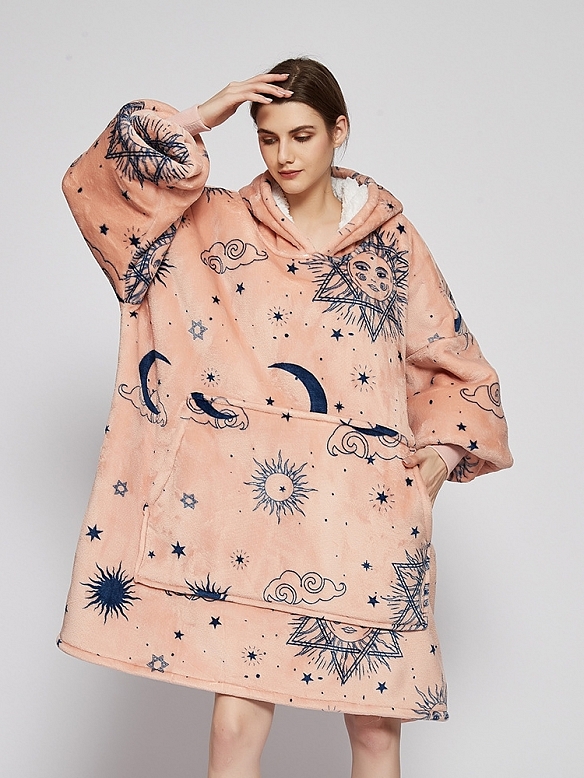 Damen Gemusterte Oversized Hoodie FT055