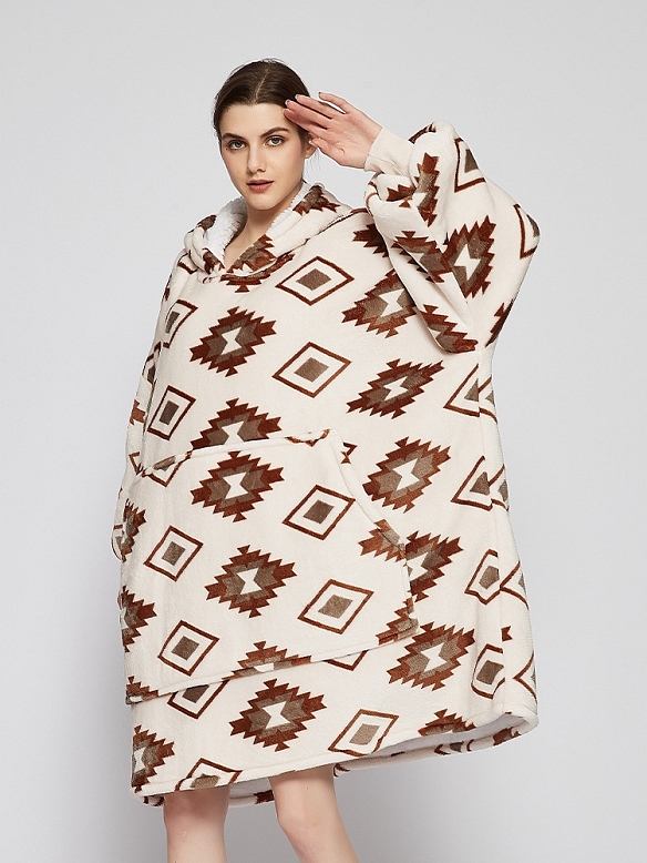 Damen Gemusterte Oversized Hoodie FT055