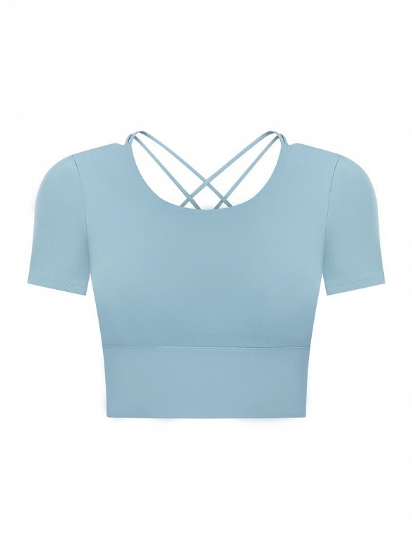 Damen Cropped Sportshirt mit BH FT020