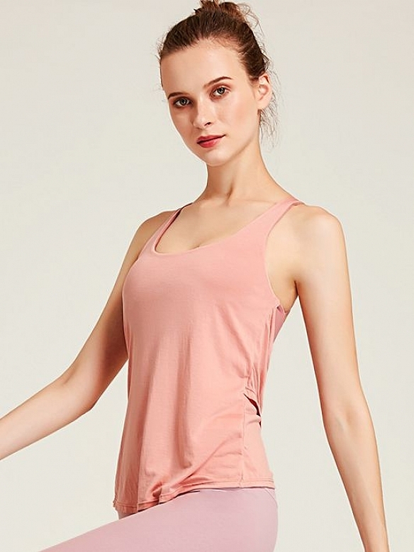 Damen zweilagiges Sport-Tanktop Sporttop mit BH FT023