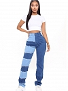 Damen Wide High Jeans mit Farbblock FH124