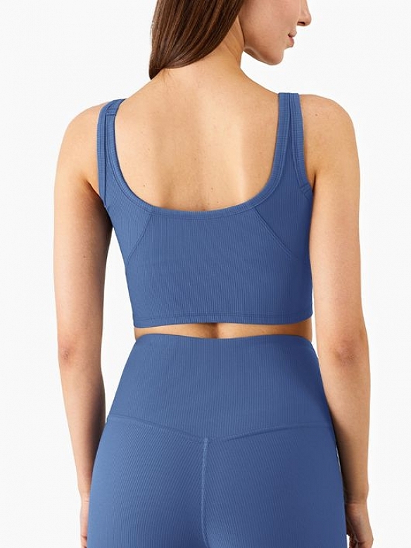 Damen Gerippte Sport-BH Sport Bra Top FT009