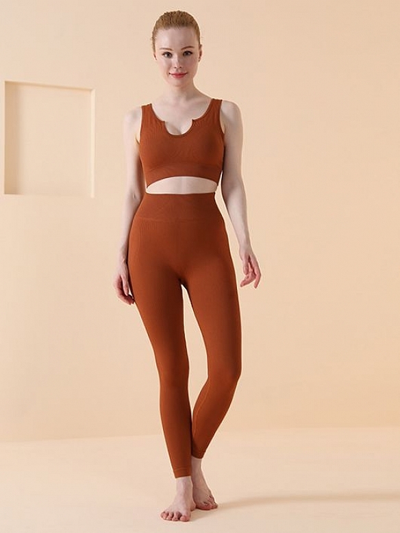 Damen Nahtloses Yoga-Set Fitnessanzug FA009