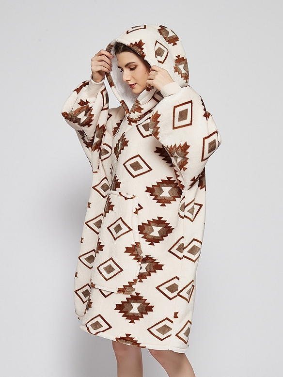 Damen Gemusterte Oversized Hoodie FT055