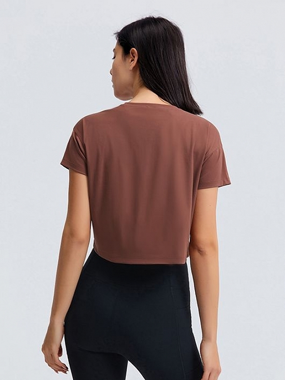 Damen Cropped Sportshirt Kurzes T-Shirt FT026