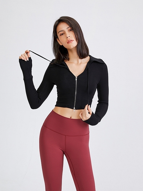 Damen Kurze Sportjacke Cropped Sporttop FT065