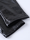 Damen Krokodilmuster Hose aus Lederimitat mit Zippern FH136