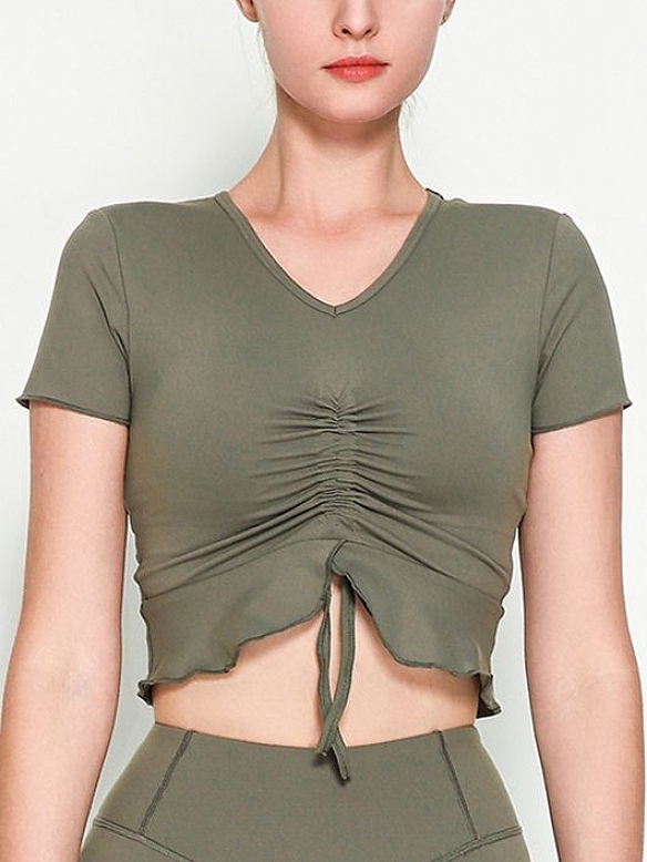 Damen Cropped Sportshirt Kurzes Sporttop FT032