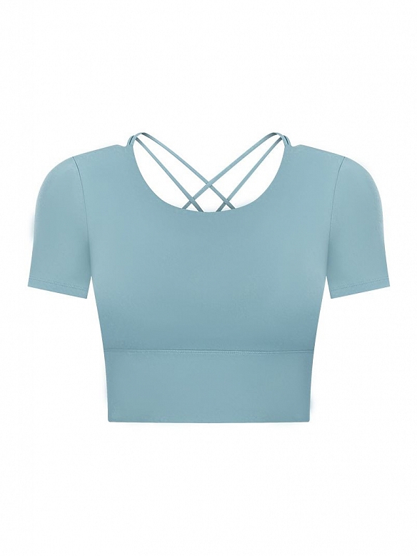 Damen Cropped Sportshirt mit BH FT020