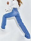 Damen 90s Straight High Jeans mit Riss FH183
