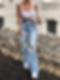 Damen High Waist Ausgestellte Jeans mit Destroyed-Details FH158