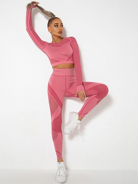 Damen Nahtlose Schnelltrocknende Fitnessanzug Sport-Set FA005