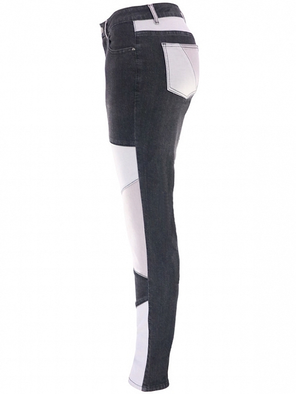 Damen Skinny High Jeans mit Farbblock FH119