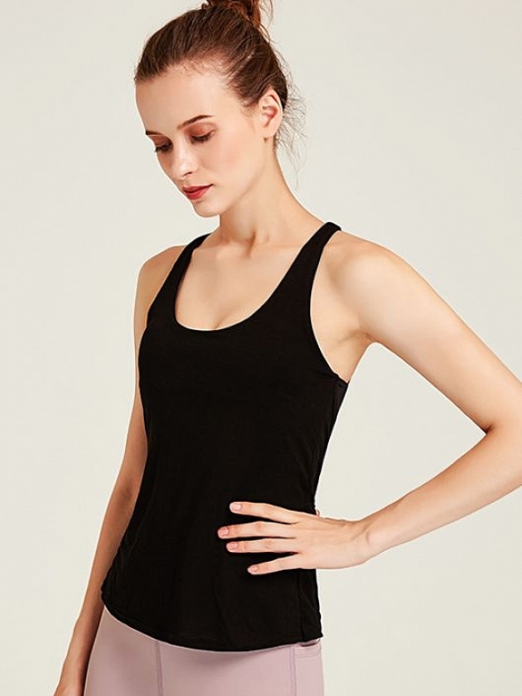 Damen zweilagiges Sport-Tanktop Sporttop mit BH FT023